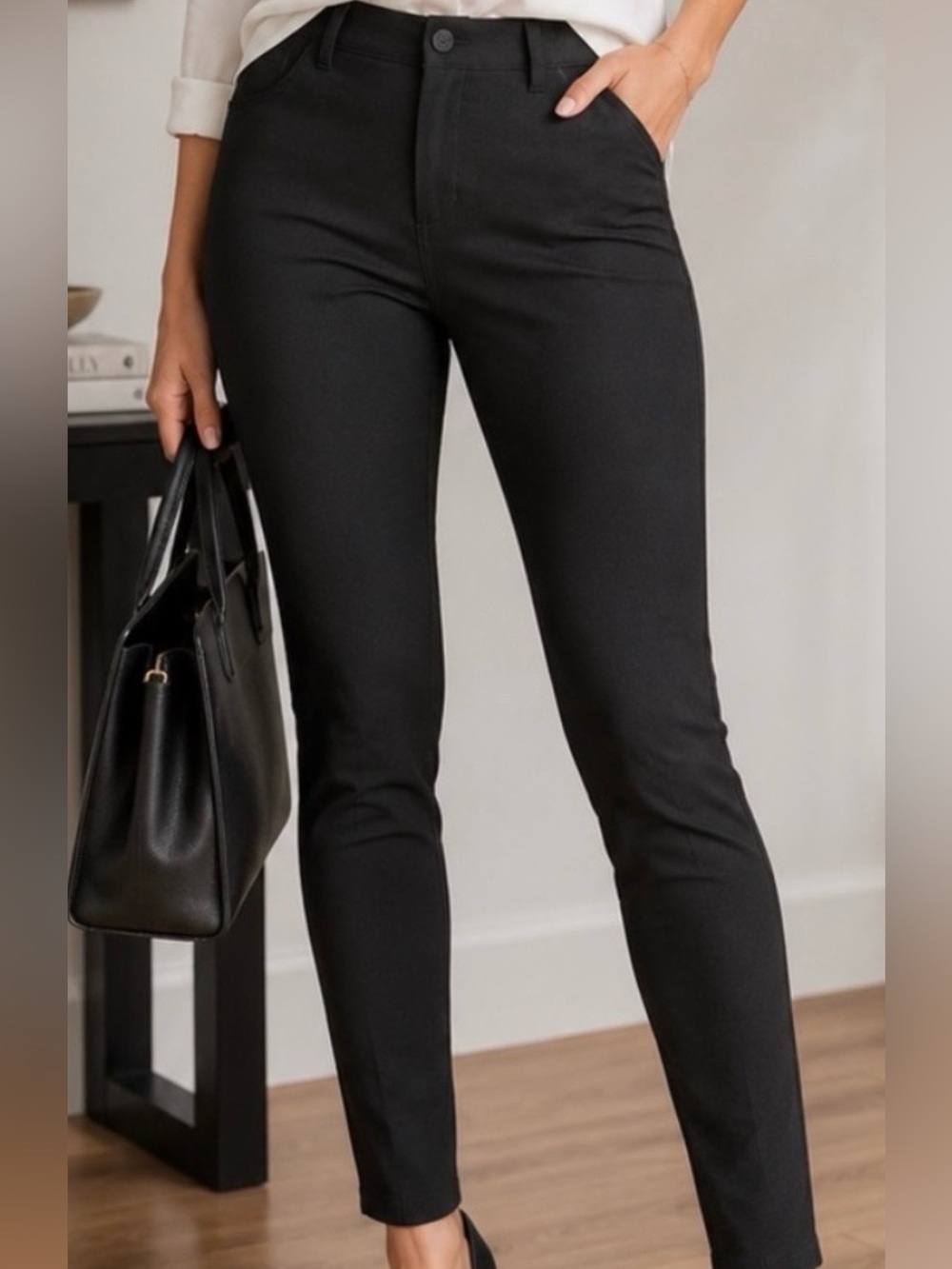 Lafayette 148 New York Classic High-Rise Black Slim Pants